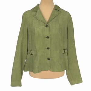 R.Q.T. Avacado Green Faux Suede Textured Blazer, Women's Large